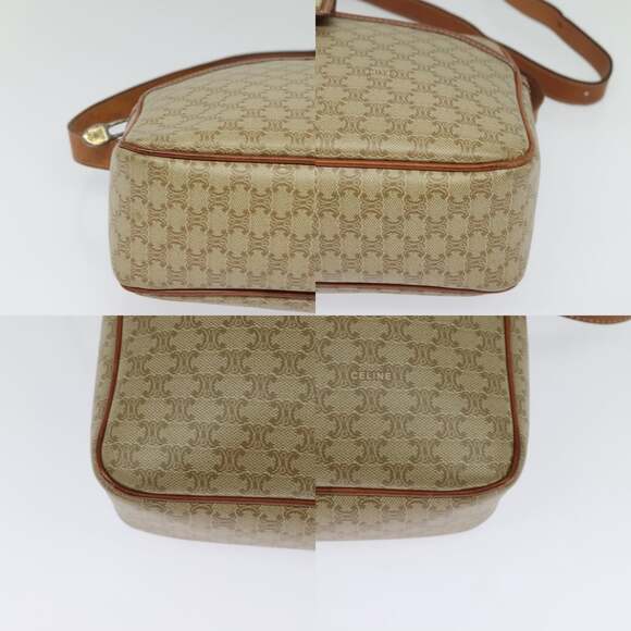 CELINE Macadam Canvas Shoulder Bag Pvc Beige Gold - Picture 10 of 12